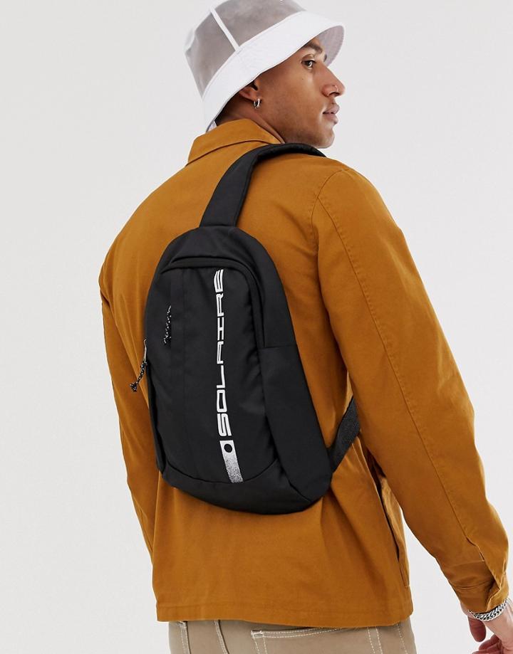 Asos Design Single Strap Cross Body Backpack In Black With White Solaire Print