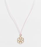 Reclaimed Vintage Inspired Cord Necklace With 70s Flower Pendant In Gold-pink