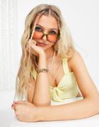 Urban Revivo Check Print Knitted Cami Top With Tie In Yellow