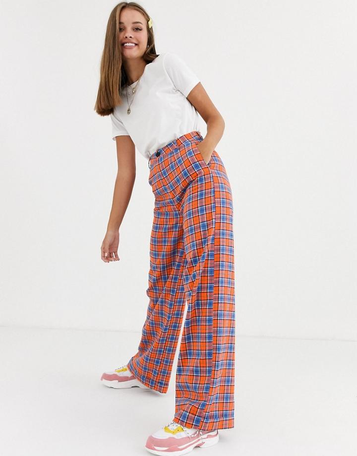 Daisy Street Wide Leg Pants In Retro Check