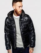 Lee Quilted Jacket Loco Detachable Hood - Black
