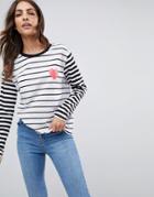 Asos Top With Mix And Match Stripe And Heart Motif - Multi