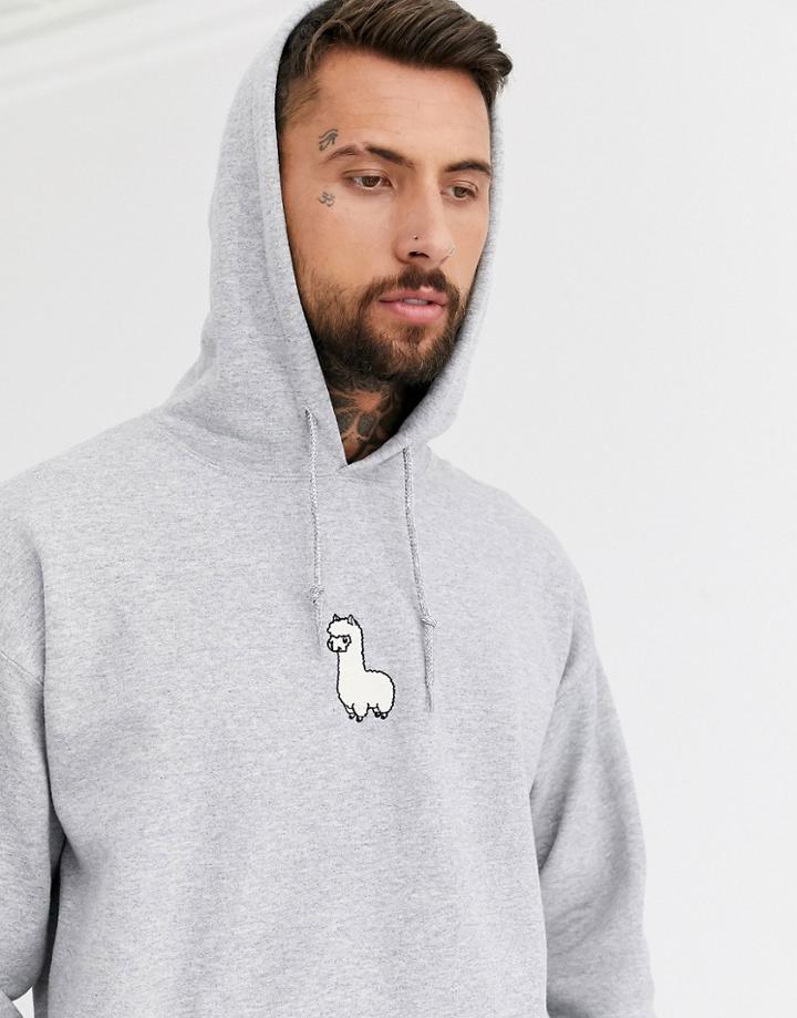 New Love Club Llama Hoodie-gray