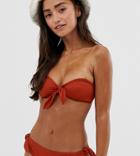 Monki Bow Bikini Top In Rust - Red