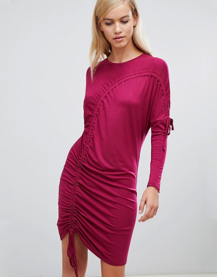Asos Ruched T-shirt Dress-red