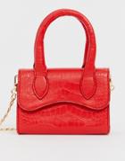 Asos Design Micro Grab Bag With Curved Flap And Detachable Strap-red