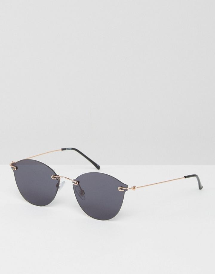 Asos Retro Rimless Sunglasses With Flat Lens - Gold