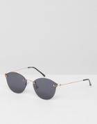 Asos Retro Rimless Sunglasses With Flat Lens - Gold