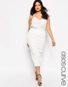 Asos Curve Midi Pencil Skirt In Cable Texture - White