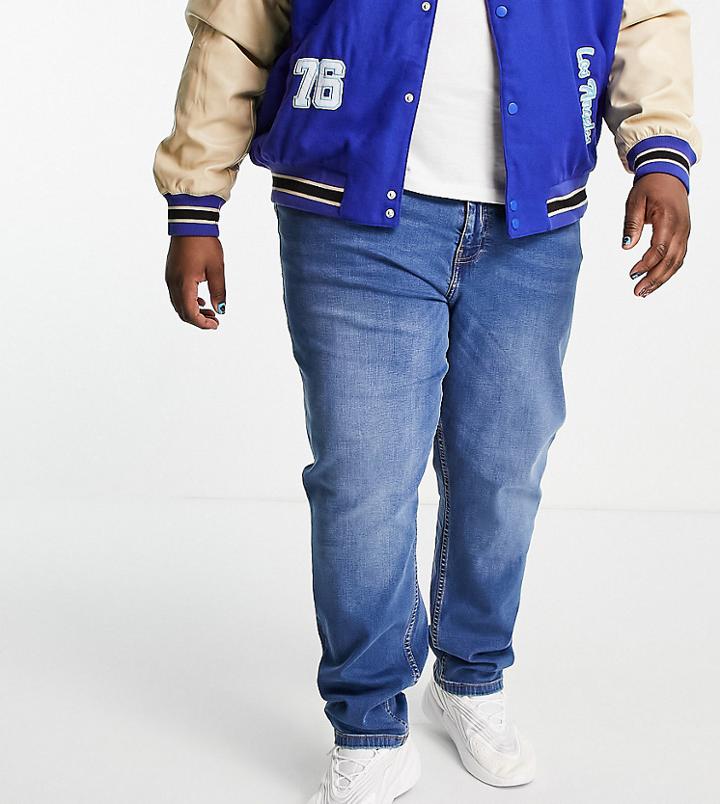 Dtt Plus Slim Fit Jeans In Mid Blue-blues