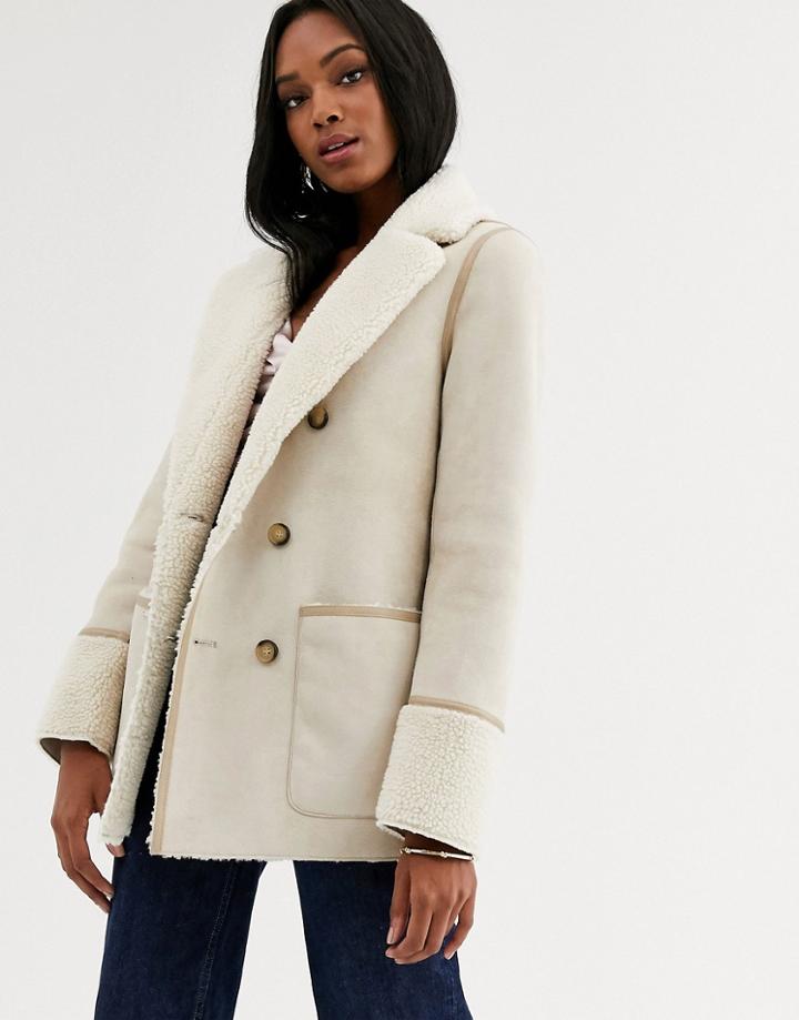 Urbancode Reversible Shearling Coat-stone