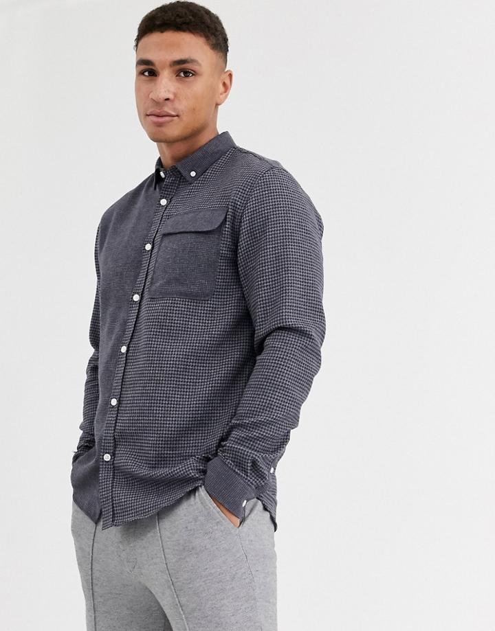 River Island Shirt In Gray & Blue Check