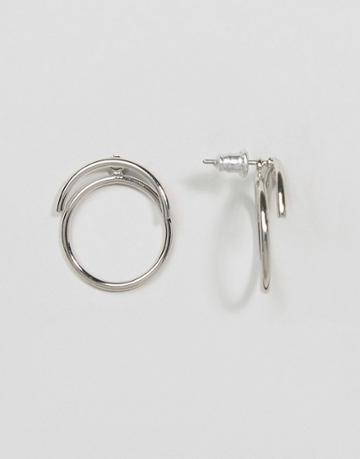 Asos Fine Circle Swing Earrings - Silver