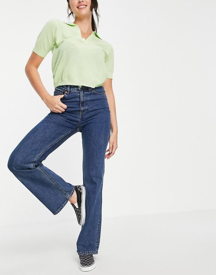 Monki Kaori Cotton Flared Jeans In La Lune Blue-blues