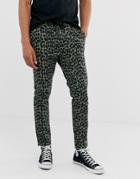 Asos Design Skinny Pants In Abstract Animal Print-green