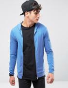 Asos Muscle Zip Up Hoodie In Blue - Blue