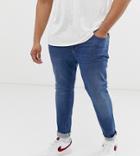 Asos Design Plus Super Skinny Jeans In Mid Wash-blue