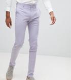 Asos Tall Wedding Super Skinny Fit Suit Pants In Lilac - Purple
