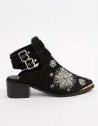 River Island Embellished Open Back Boot In Black