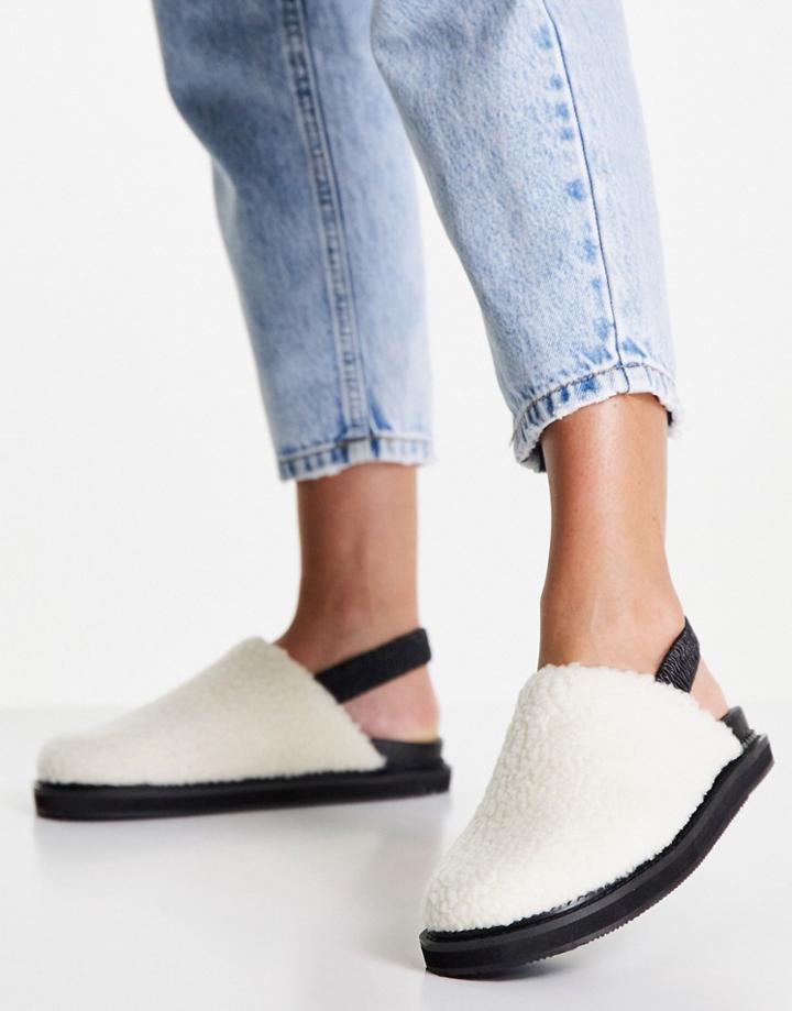 Public Desire Fortune Clogs In Cream Teddy-white