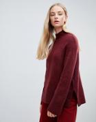 New Look Wide Sleeve Sweater In Burgundy - Red