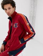 Champion Tricot Track Jacket With Large Logo And Taping In Red