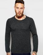 Nudie Crew Sweater Vladimir Knit Neps Raglan Sleeve - Dk Gray