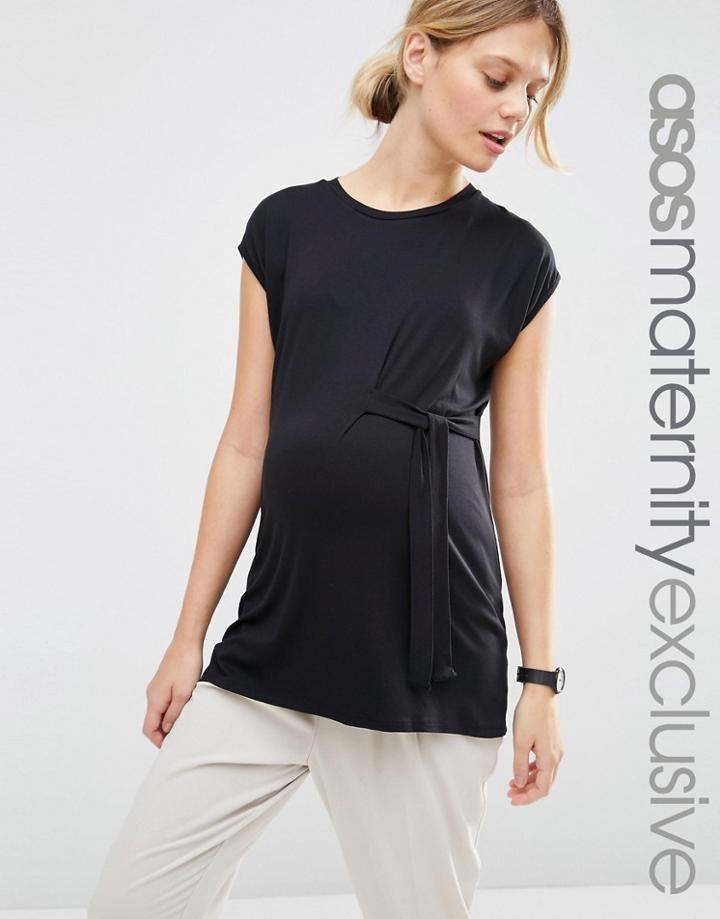 Asos Maternity Tie Side Tee - Black