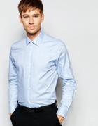 Number Eight Savile Row Shirt With Point Collar In Skinny Fit - Sky Blue