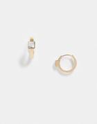 Asos Design 15mm Hoop Earrings With Crystal In Gold Tone