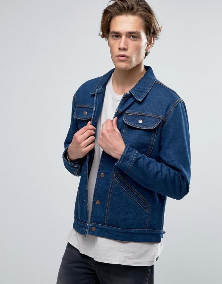 Brixton Harlan Denim Jacket With Striped Blanket Lining - Blue