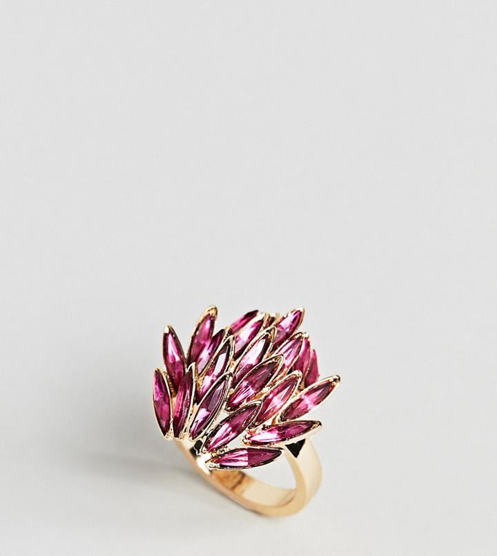 Asos Design Curve Exclusive Statement Jewel Ring - Pink