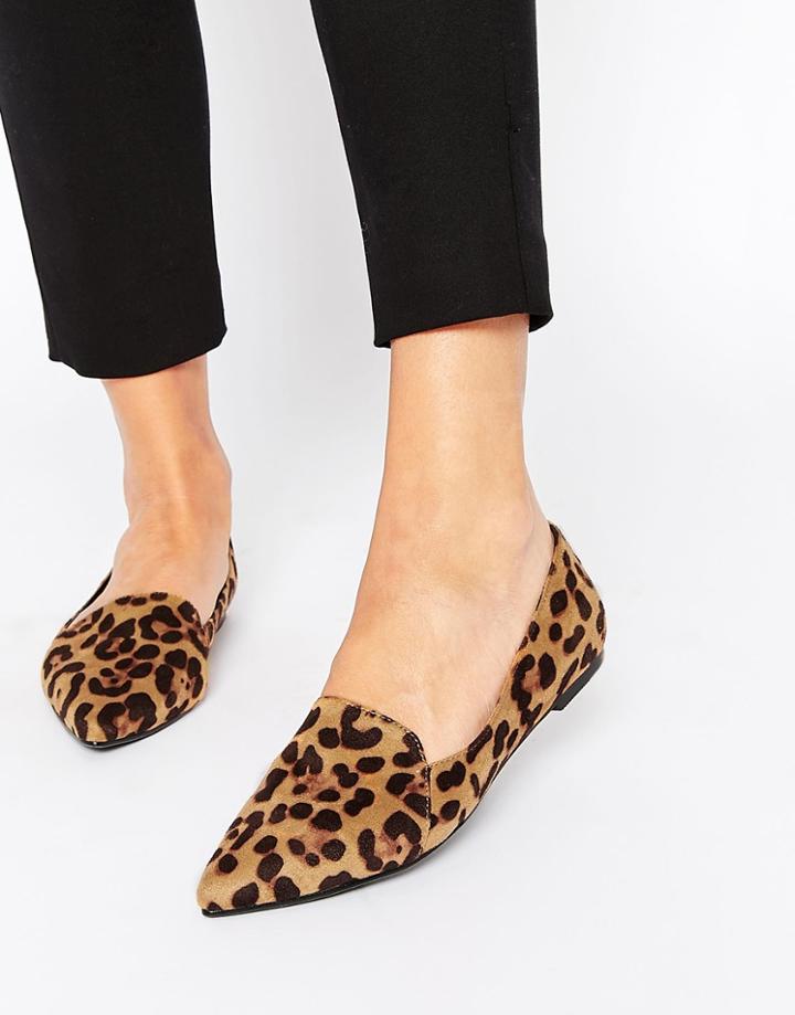 Asos Live A Little Pointed Ballet Flats - Leopard
