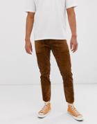 Asos Design Slim Pants In Brown Cord