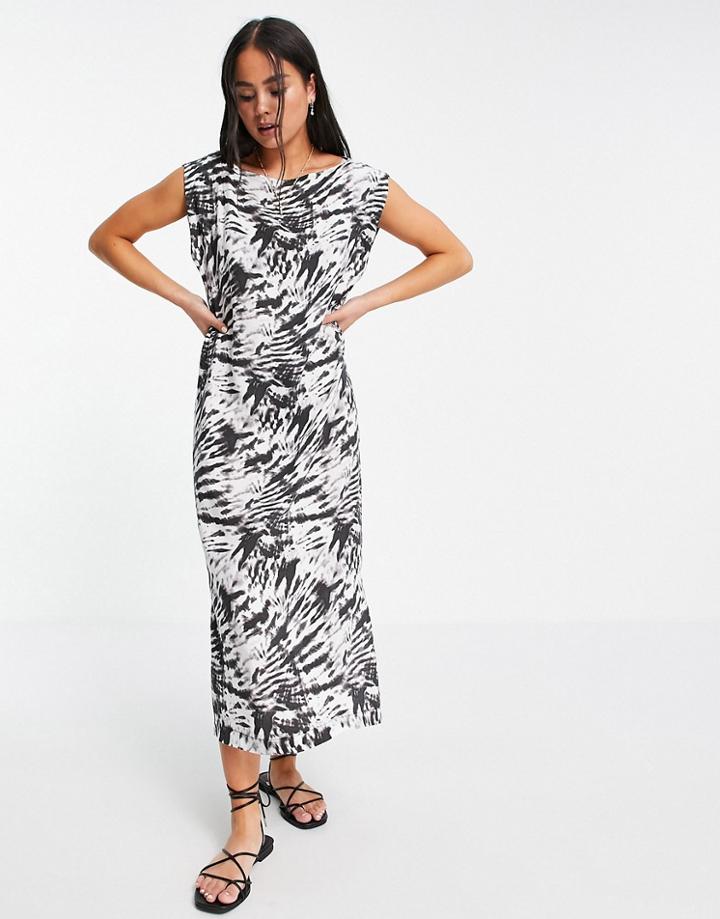 Topshop Tie Dye Sleeveless Column Midi Dress In Multi