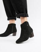 Miss Selfridge Faux Suede Heeled Chelsea Boots In Black - Black