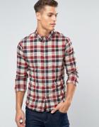 Esprit Slim Fit Check Shirt With Double Pocket - Red