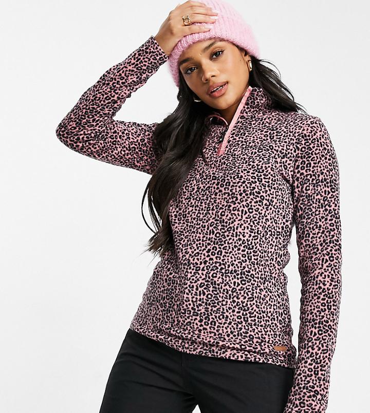 Protest Mutah 1/4 Zip Fleece In Cheetah Pink Exclusive At Asos