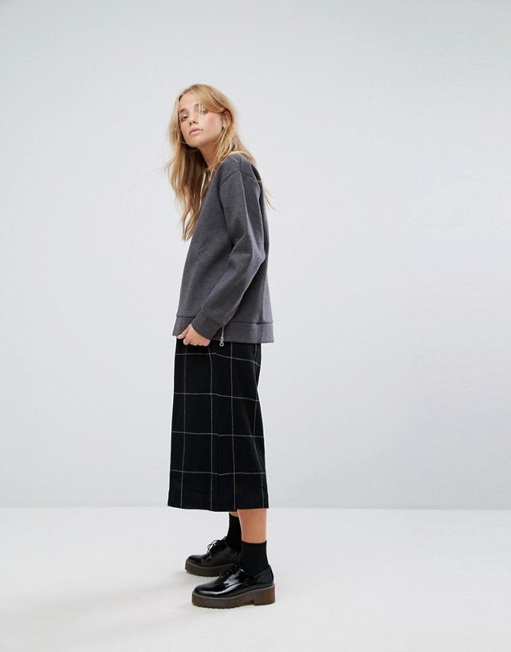 Ymc Check Wool Blend Culottes - Black