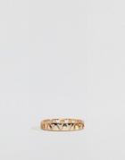 Asos Design Ring With Cut Out Roman Numerals In Gold - Gold