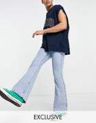 Reclaimed Vintage Inspired 70's Flare Jean In Light Blue Wash-blues
