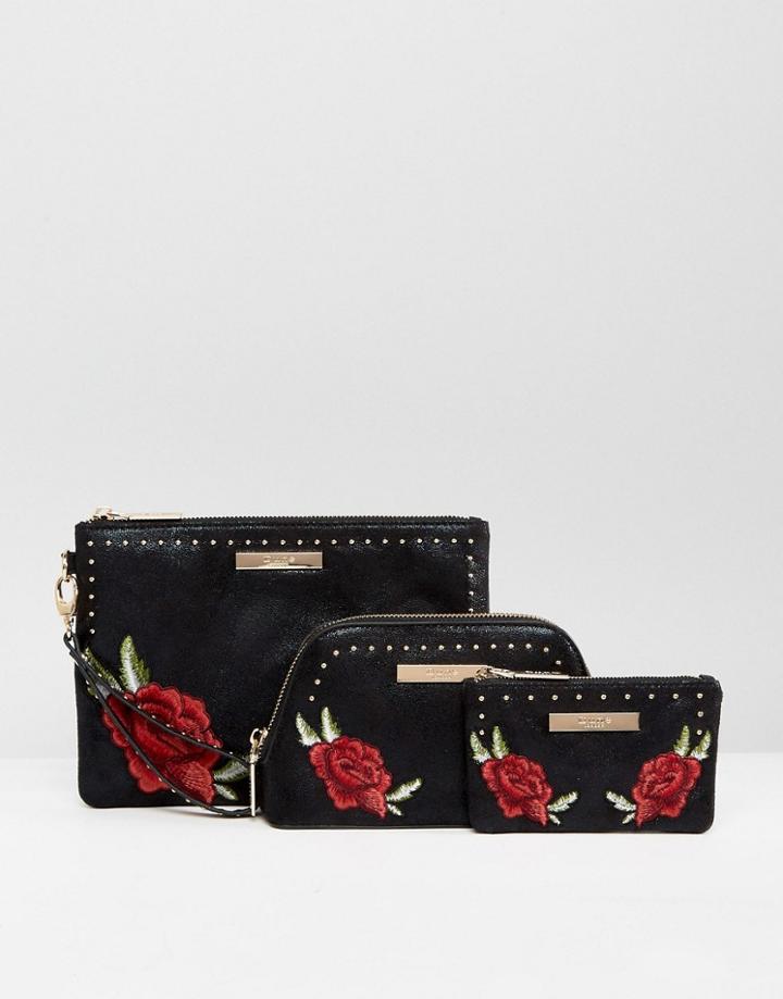 Dune Studs And Roses Multi Makeup Bag Gifting Set - Black
