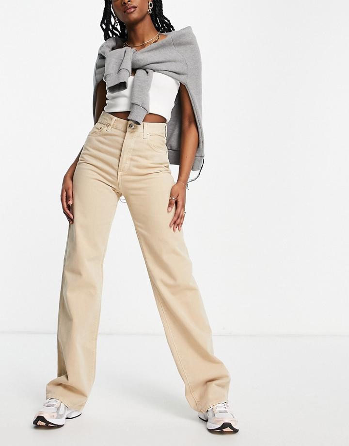 Mango Wide Leg Dad Jeans In Camel-neutral