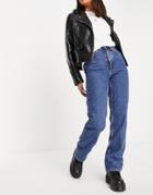 Topshop Kort Organic Cotton Blend Jeans In Mid Blue-blues