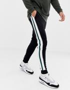 Asos Design Super Skinny Sweatpants With Side Stripes In Black