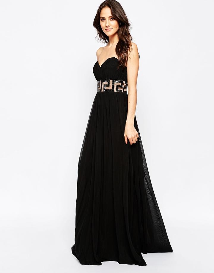 Forever Unique Maida Bandeau Maxi Dress With Embellishment - Black