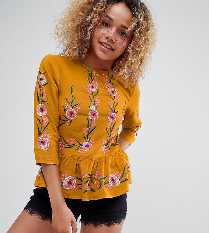 New Look Petite Floral Peplum Top - Multi