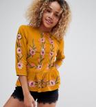 New Look Petite Floral Peplum Top - Multi