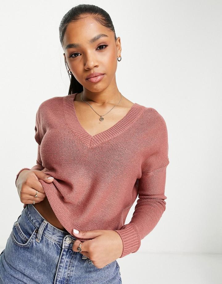 Brave Soul Kansas V Neck Jumper-pink