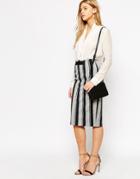 Oasis Woven Stripe Pencil Skirt - Multi Gray